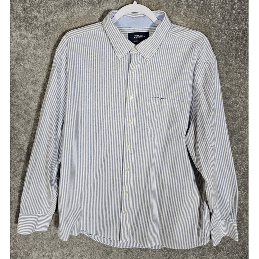 Charles Tyrwhitt Weekend Slim Fit Shirt Mens Sz XL Blue Striped Button Up Pocket
